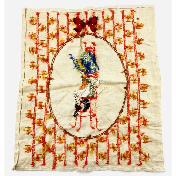 ‘70s Holly Hobbie Embroidery Crewel Bonnet Sitting Pretty Needle point Not Frame - Picture 2 of 8